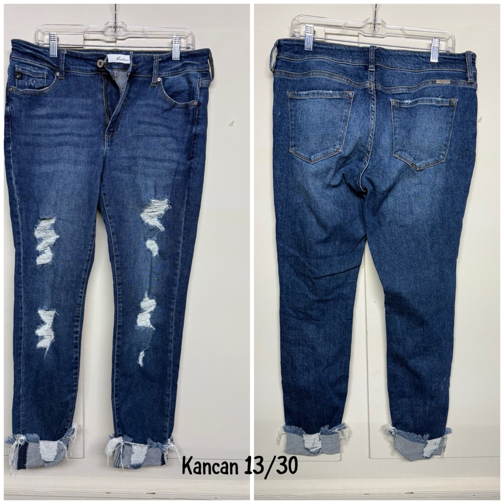 KanCan Dark Blue Distressed Denim Jeans